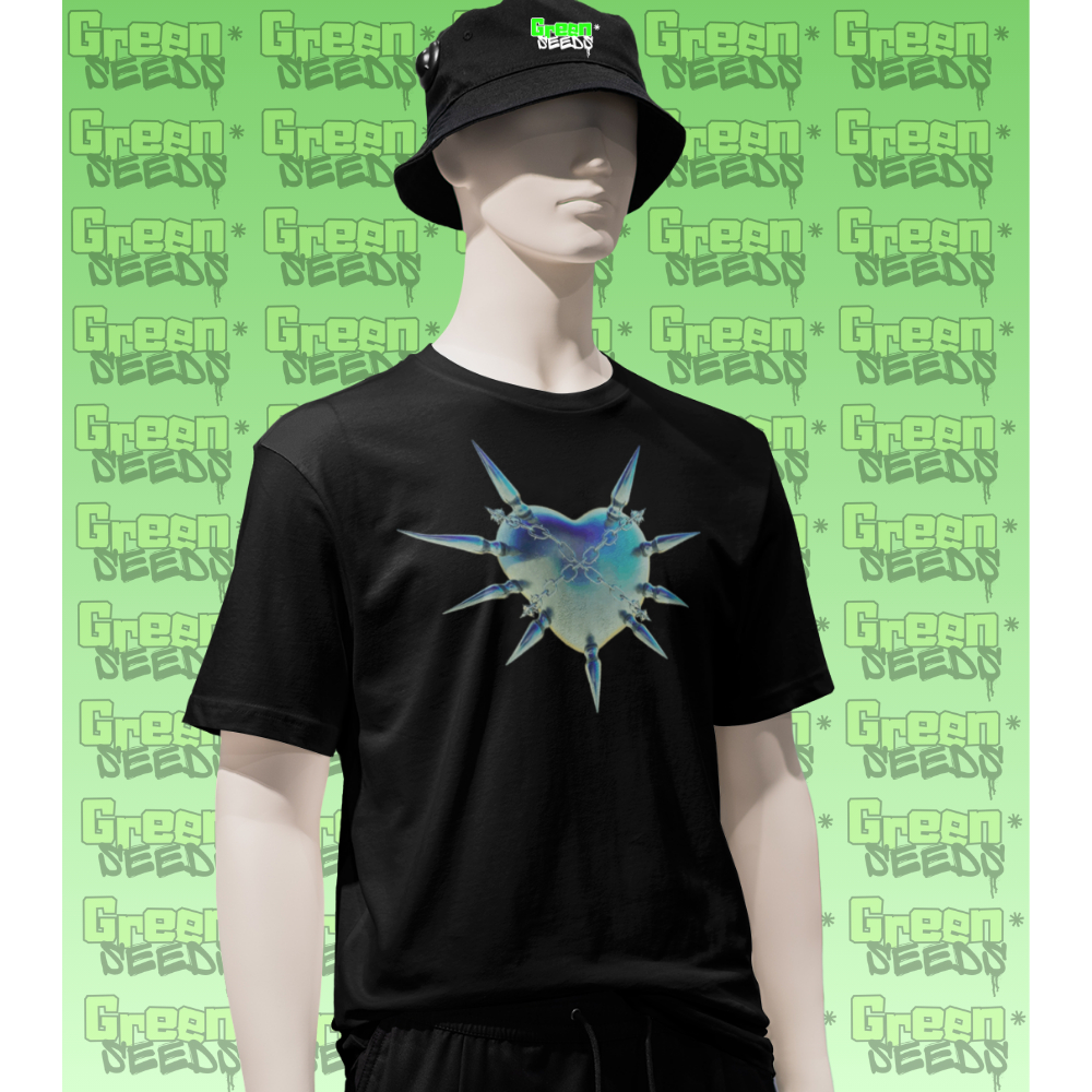 Camiseta Coração Spikes Estilo Y2K Vintage Hip Hop Streetwear Camisa 100% Algodão Básica Unissex Heart