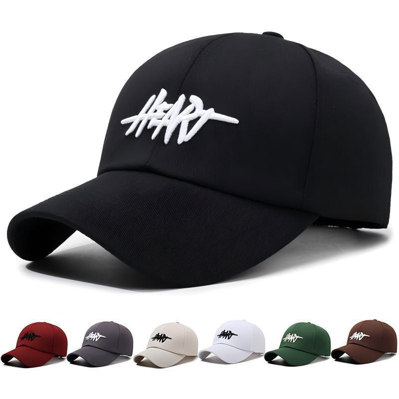 Boné De Beisebol Unissex Bordado HEART Estilo Hip Hop Ajustável Casual Chapéu Proteção Solar Várias Cores