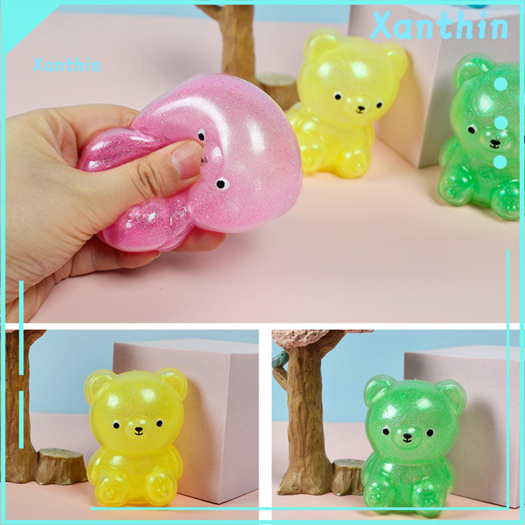 Stress Relief Ball Toy 4pcs Cartoon Bear Squeeze Toys Set – Soft Slow Rebound Tpr Fidget Squishy for Kids Teens Adults