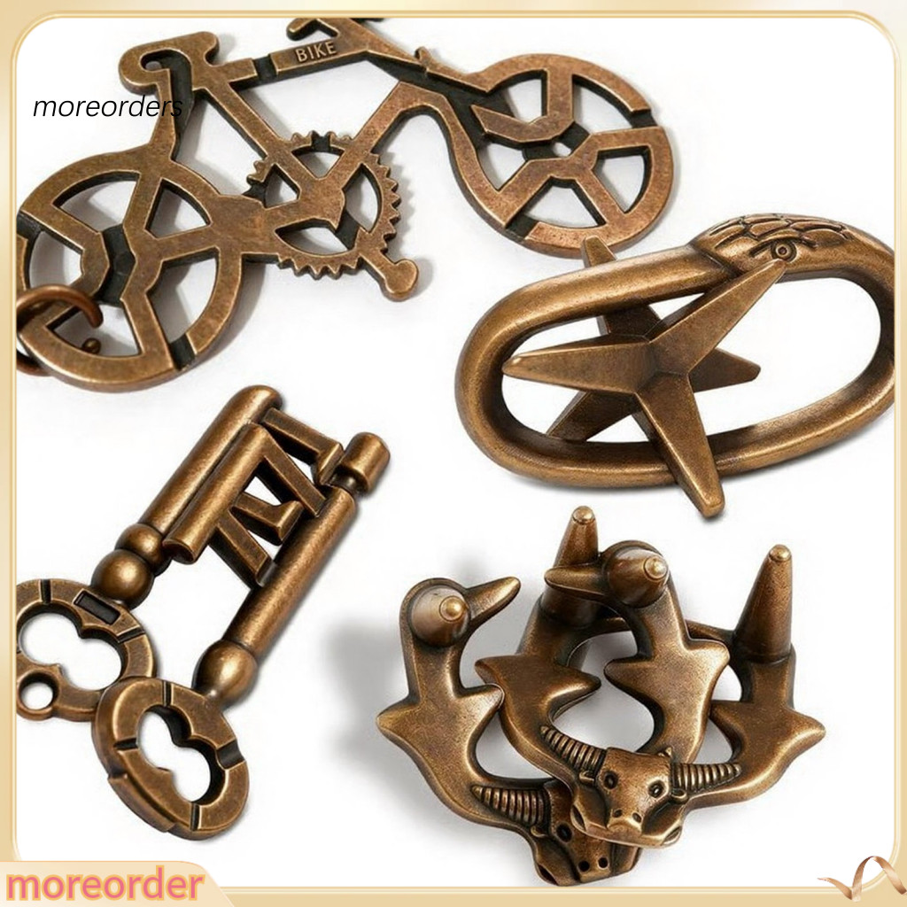 4pcs Metal Brain Teaser Puzzle Locks 3d Educational Logic Game for Kids Adults Iq Test Unlock Toy Mind Challenge Gift fo