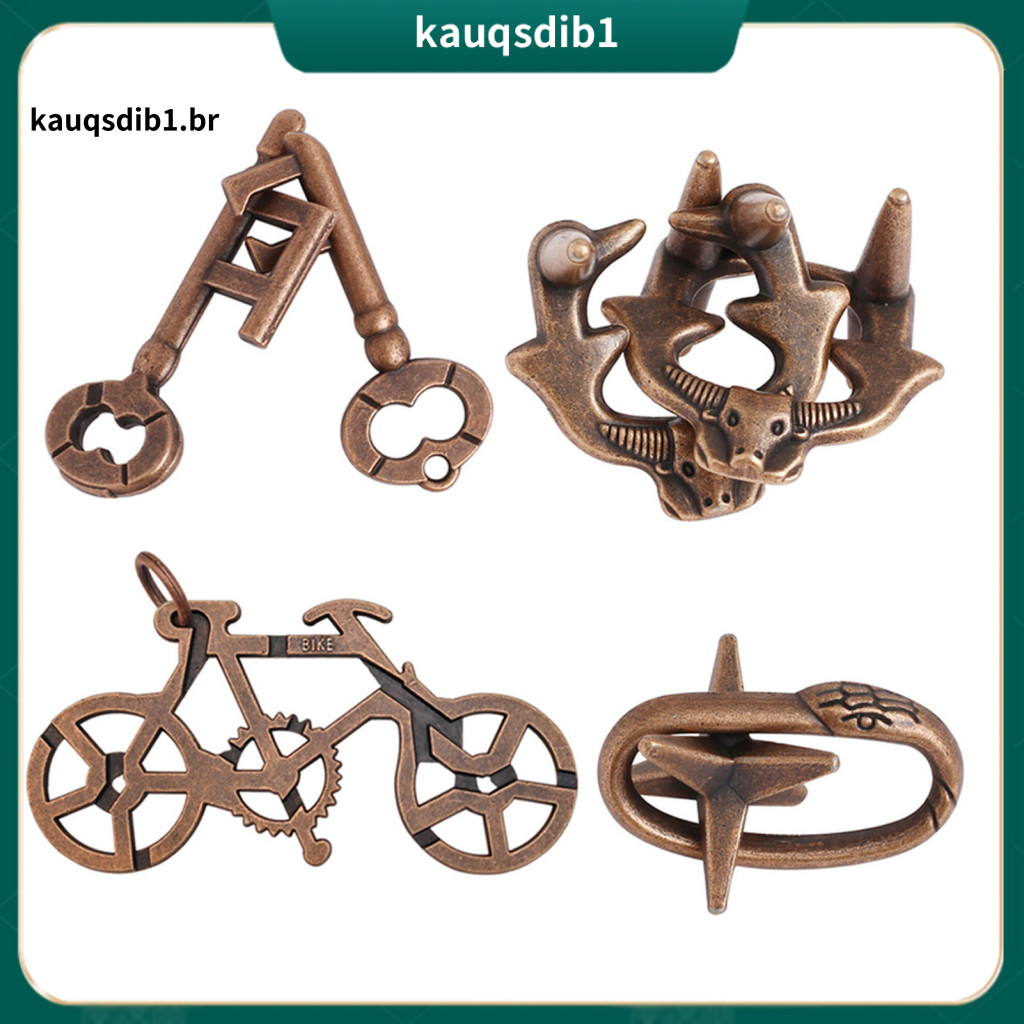 Metal Puzzle Game Toddlers Lock 4pcs Brain Teaser Locks 3d Educational Mind Logic Iq Test Games for Kids Adults Unlock I