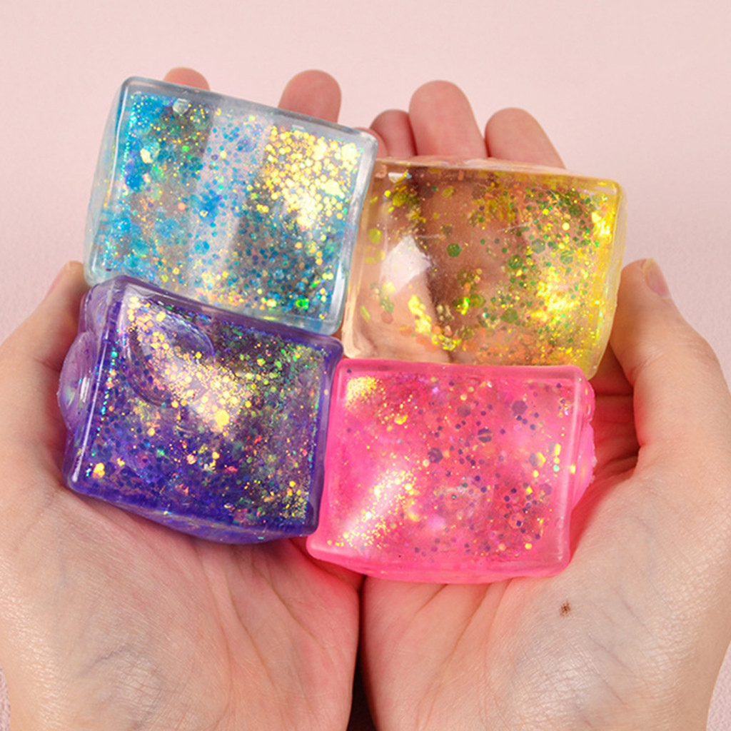 Stress Relief Toy Toys Colorful Glitter Ice Cube Balls Fun Sensory Fidget for Adults Kids Decompression 4pcs Set