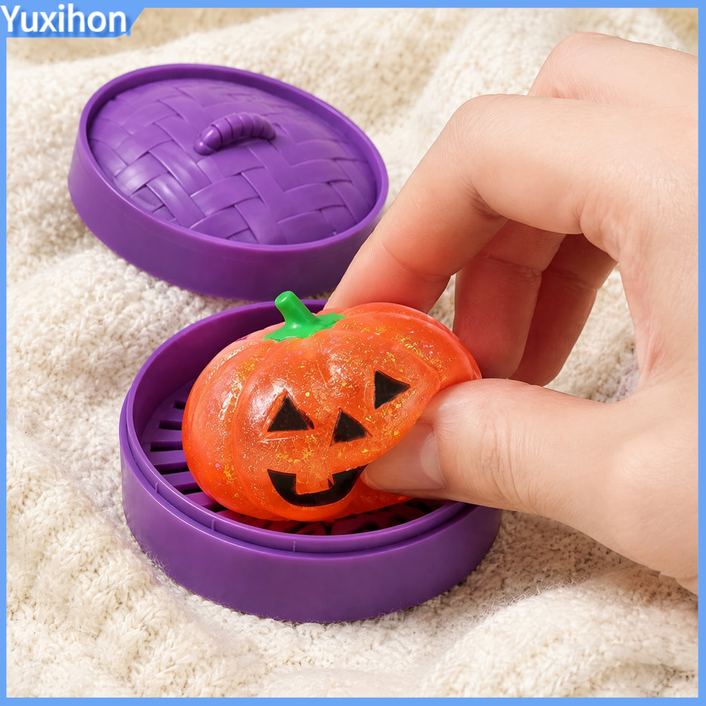 Anxiety Relief Gadgets Squeeze Pumpkin Toy 4pcs Halloween Stress Toys with Glitter Fidget for Kids Adults Party Favors F