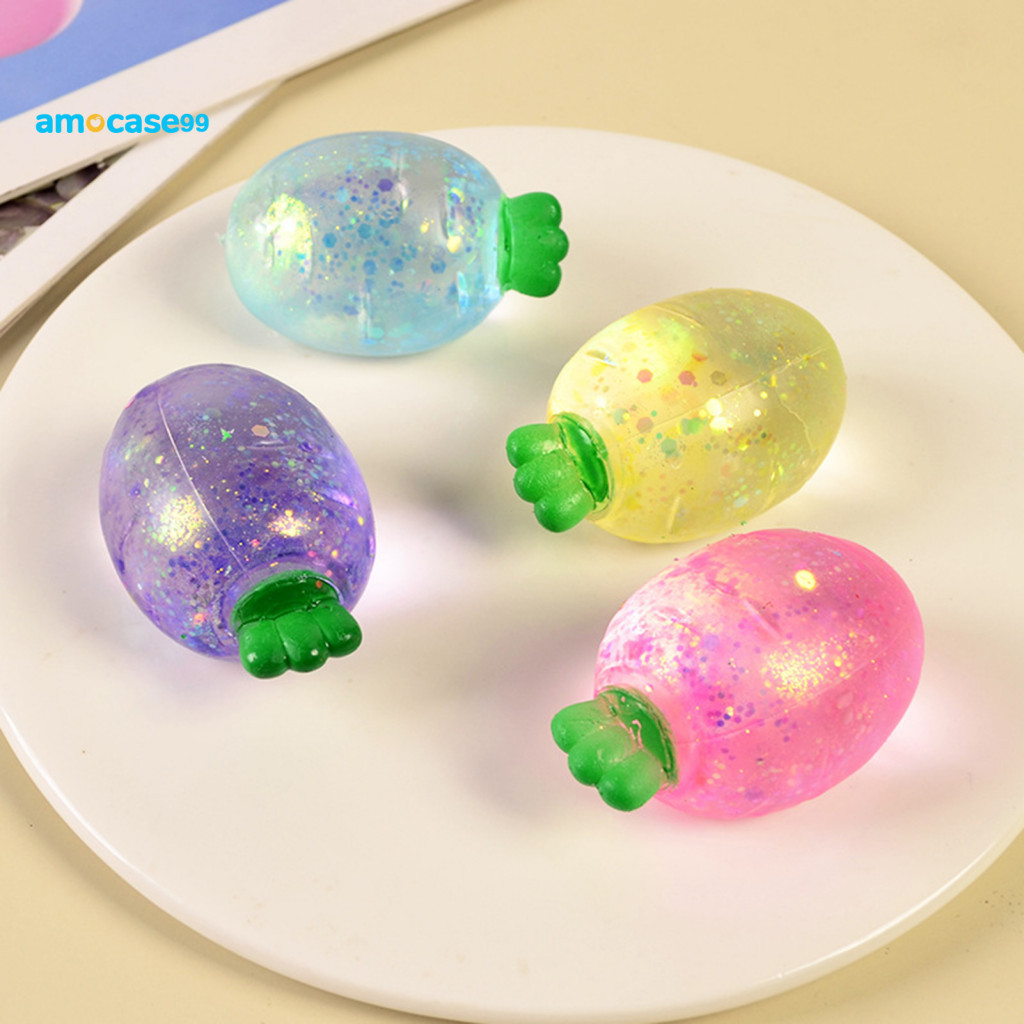 Radish Squeeze Toy Fidget 4pcs Mini Stress Relief Toys Clear Glitter Decompression Balls Party Favors Kids Adults Relaxa