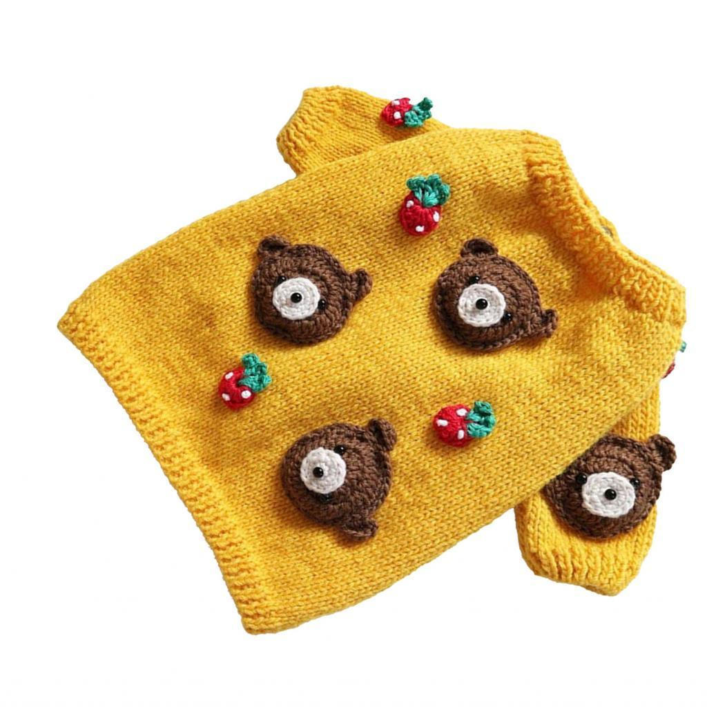 Hyhyhy Dog Knitted Sweater Soft Warm Comfortable Stylish Small Pullover for Autumn Winter (Bear Pattern XS)