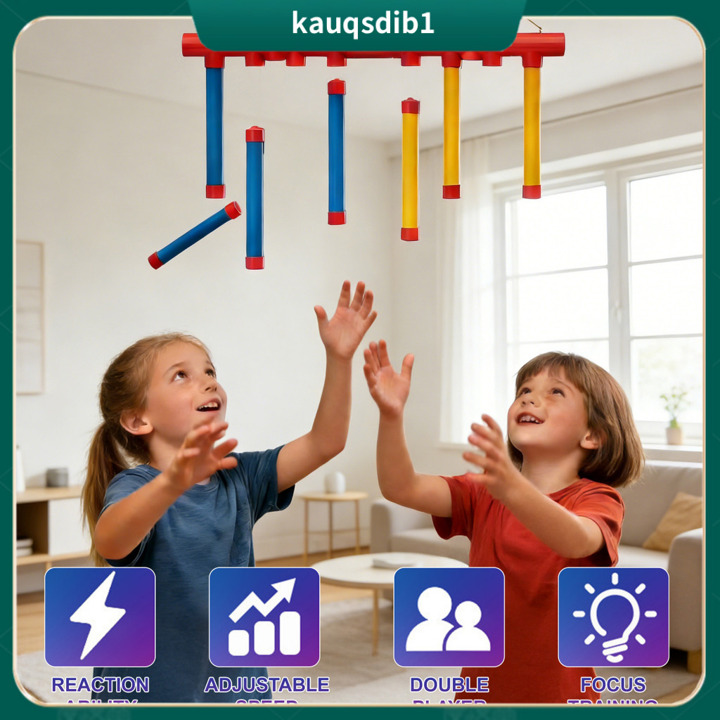 Kids Catching Sticks Toy Children Reaction Training Game Drop with 3 Adjustable Speed Modes – Hand-eye Coordination Re