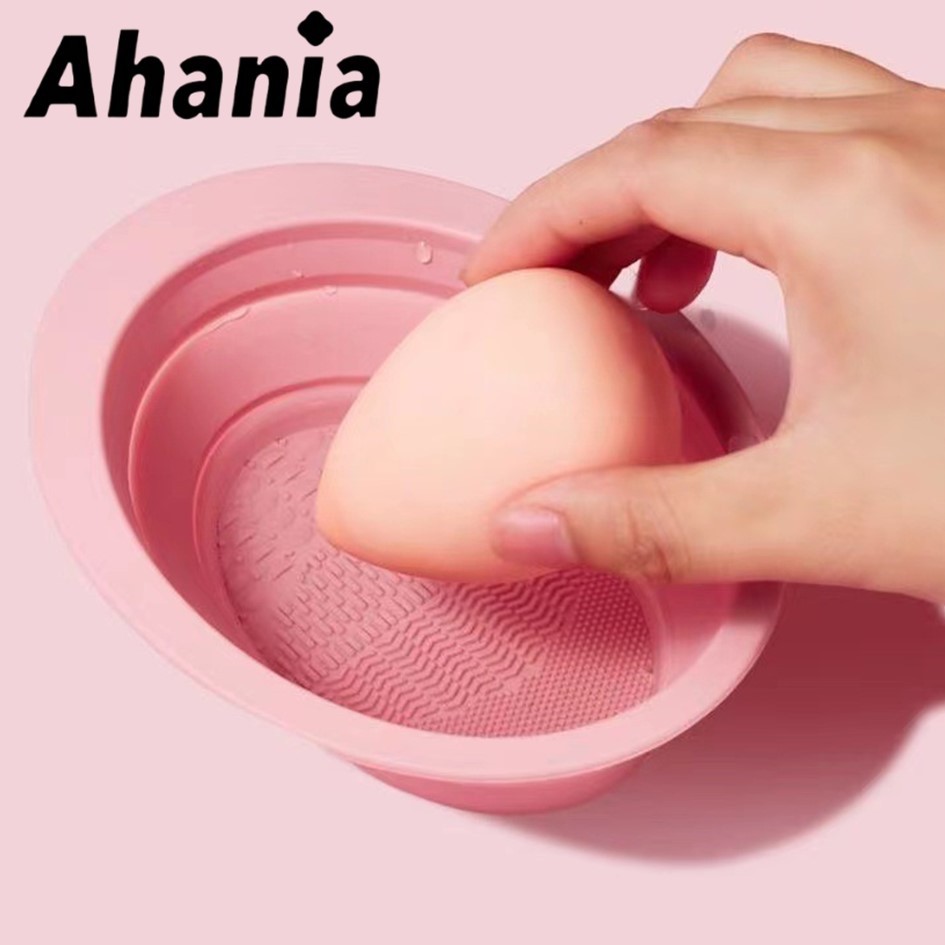 Ahania Tigela  Silicone Dobravel Silicone Lavar Pincel Escova e Esponjas De Maquiagem Portátil Prático Durável.
