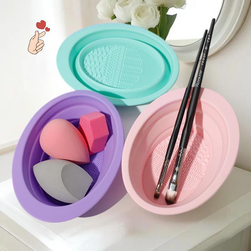 [PEBR] Limpador De Pincel De Maquiagem De Silicone Macio , Pó Dobrável , Tigela De Limpeza , Pincéis De Sombra , Tapete