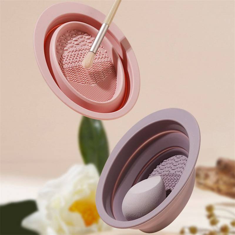 [Init-t] Limpador De Pincel De Maquiagem De Silicone Macio , Pó Dobrável , Tigela De Limpeza , Sombra , Almofada Ferrame