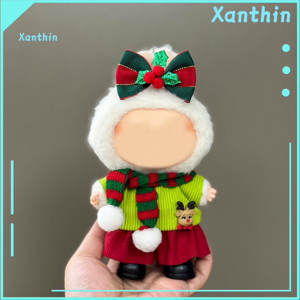 Doll Clothes Easy to Wear Mini Clothing Christmas Outfit Set 17cm Santa Claus Dress with Hat Cute Holiday Costume Access