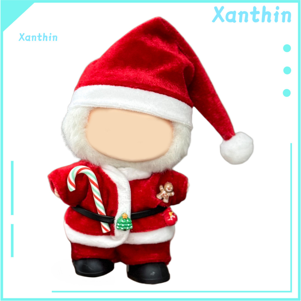Christmas Doll Outfits Baby Clothes Mini Plush Set for 17cm Dolls – Soft Sweater Hat Dress Outfit Easy to Wear Perfect