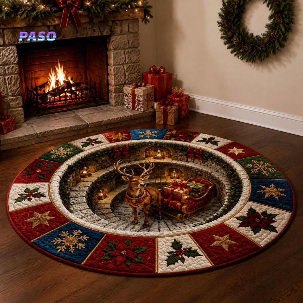 Soft Velvet Rug Christmas Area 3d Optical Illusion – Stain Wear Resistant Holiday Carpet for Room Bedroom Sofa Festive
