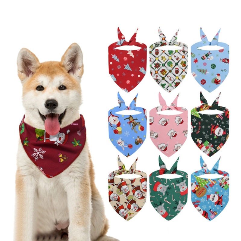 Ace Christmas Print Dog Bandanas Party Wear Coleira Decorativa Para Animais De Estimação Babador