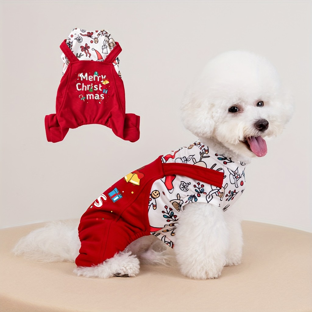 Christmas-Themed Two-Piece Overalls for Pets, Featuring Soft And Warm Fleece Material, Perfect for Casual Wear for Small