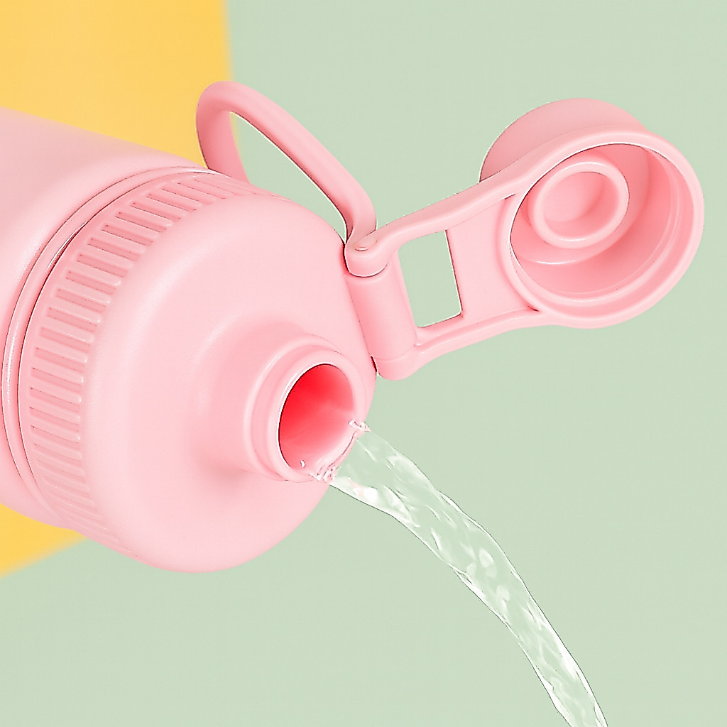 Garrafa Rosa 1000ml com Isolamento Térmico Grande Capacidade Térmica Aço Inox Quente Frio Academia