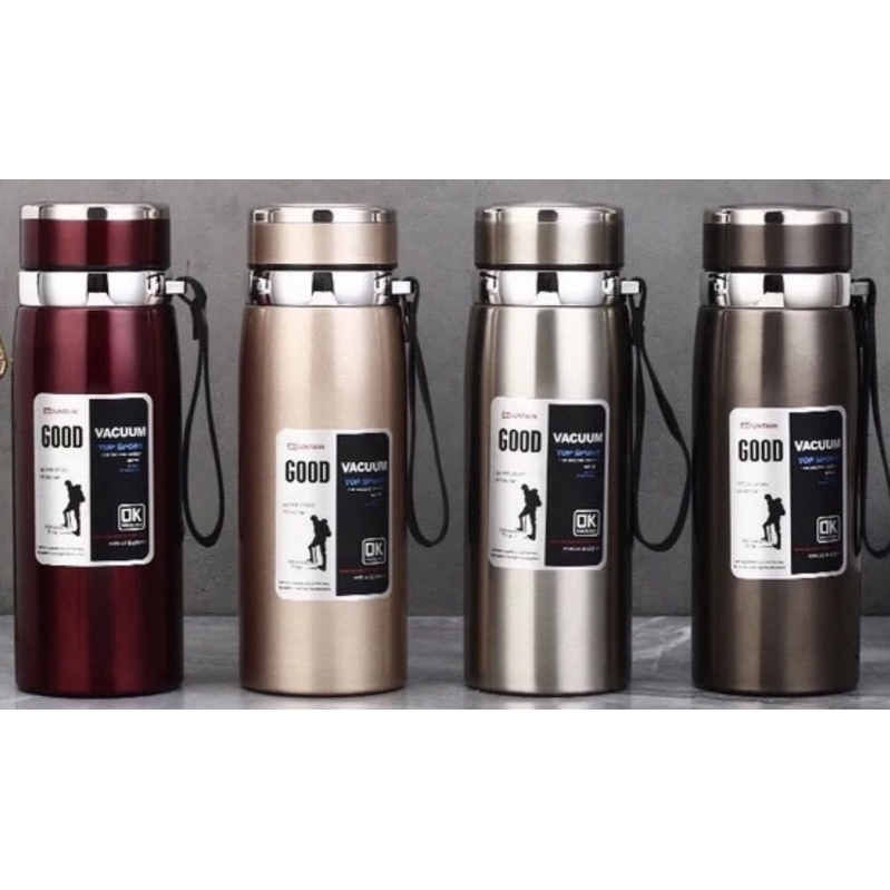 Garrafa 1000ml Inox Térmica Com Infusor Prata Dourada De Água Café Parede Dupla Com Alça-Para envio imediato