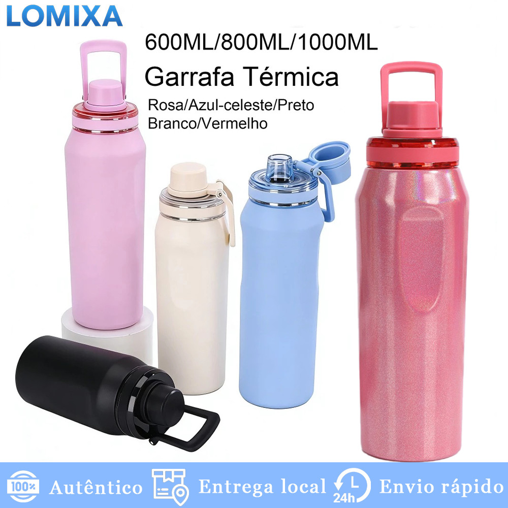 Garrafa Térmica Espacial 600 800 1000ml Isolamento Inox Grande Capacidade Quente Frio