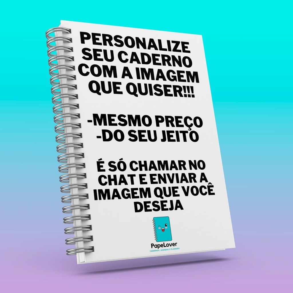 CADERNO PERSONALIZADO com a imagem que você quiser e brinde especial - Capa dura, ótima impressão.