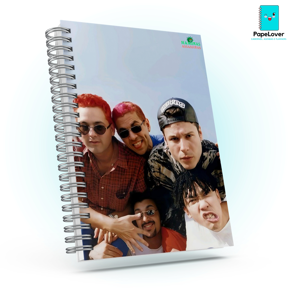 Caderno Mamonas Assassinas com brinde especial - Capa dura, impressão HD.