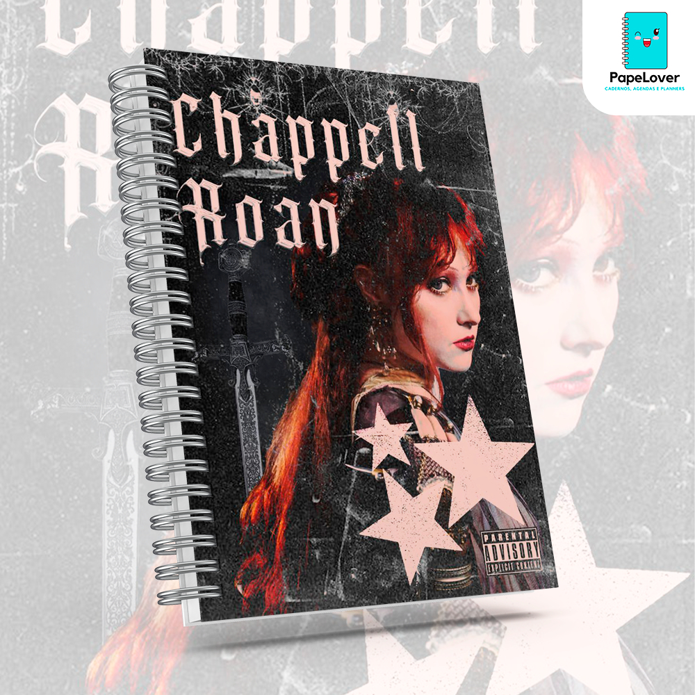 Caderno Chappel Roan com brinde especial e opção de agenda - Capa dura, impressão HD.