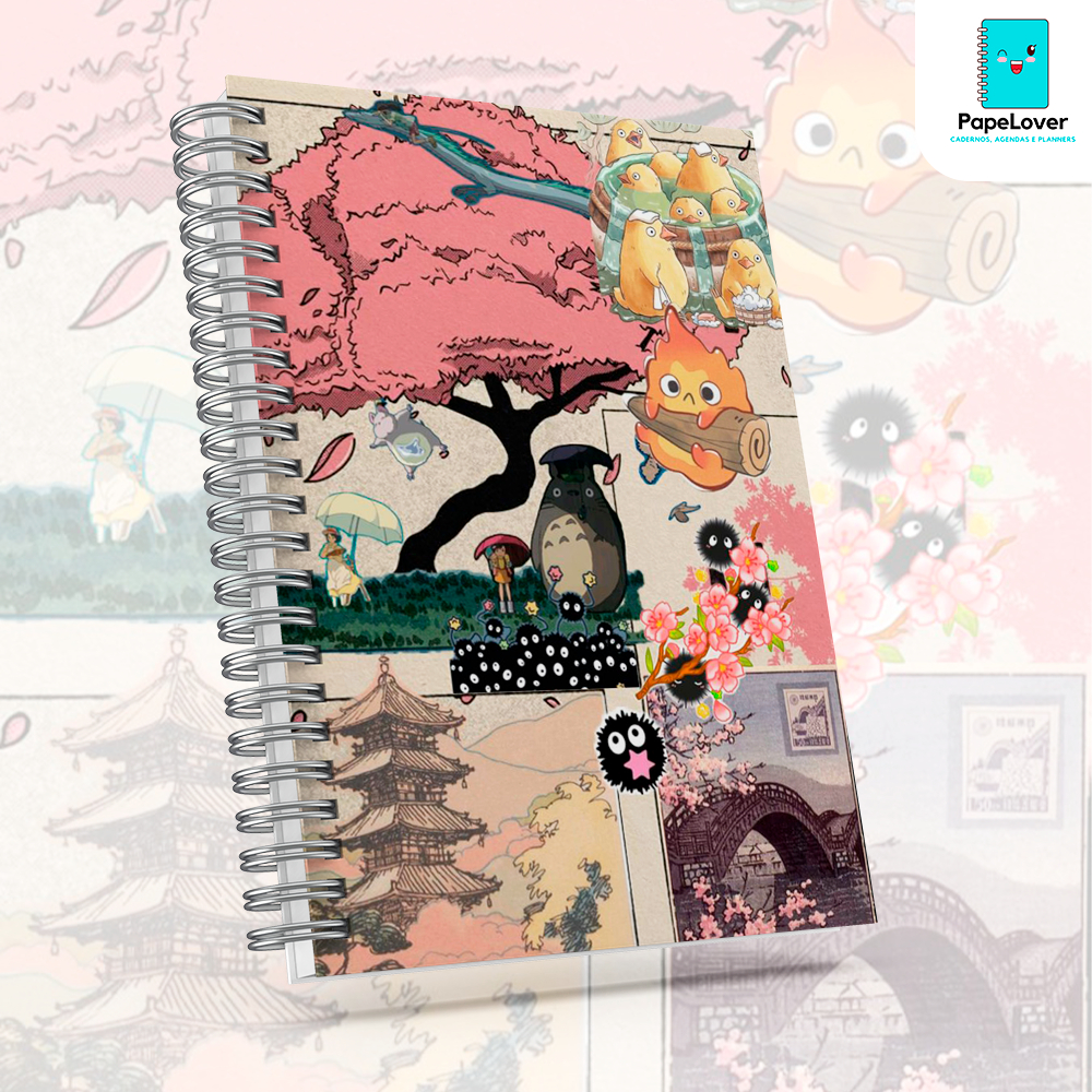 Caderno Ghibli com brinde especial e opção de agenda - Capa dura, impressão HD.