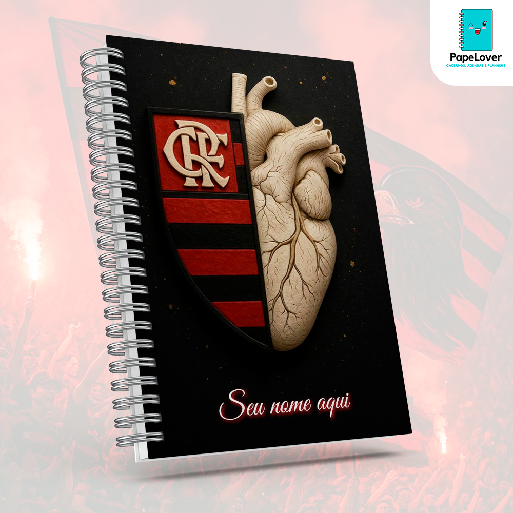 Caderno Flamengo com brinde especial e opção de agenda - Capa dura, impressão HD.