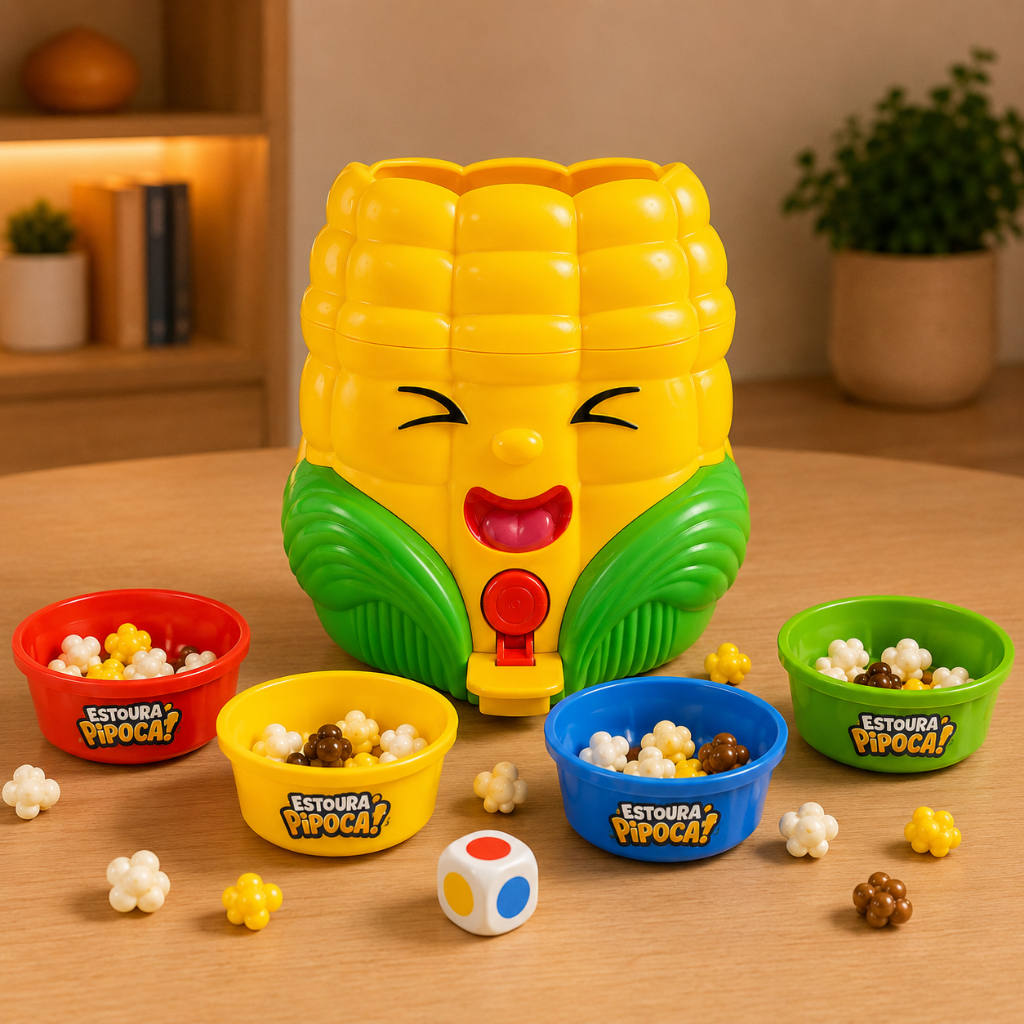 Jogo Estoura Pipoca Infantil Brinquedo Interativo de Desafio Surpresa Competição para Crianças Família e Amigos
