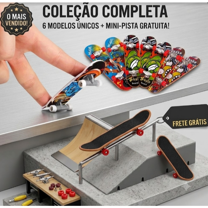 Kit 5 Skate De Dedo Com Lixa Fingerboard Truck Metal