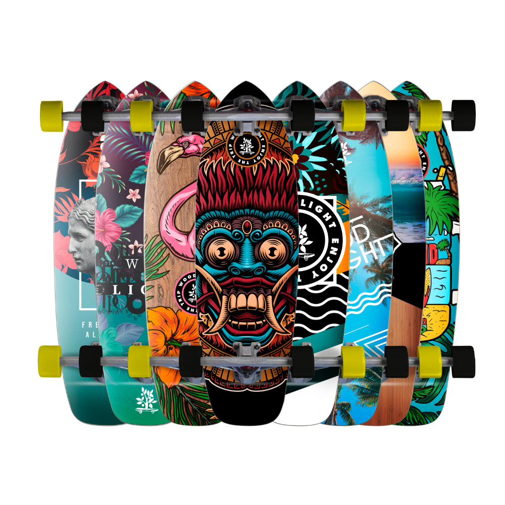 Skate Cruiser Profissional Truck Invertido Madeira Resistente Adulto Iniciante