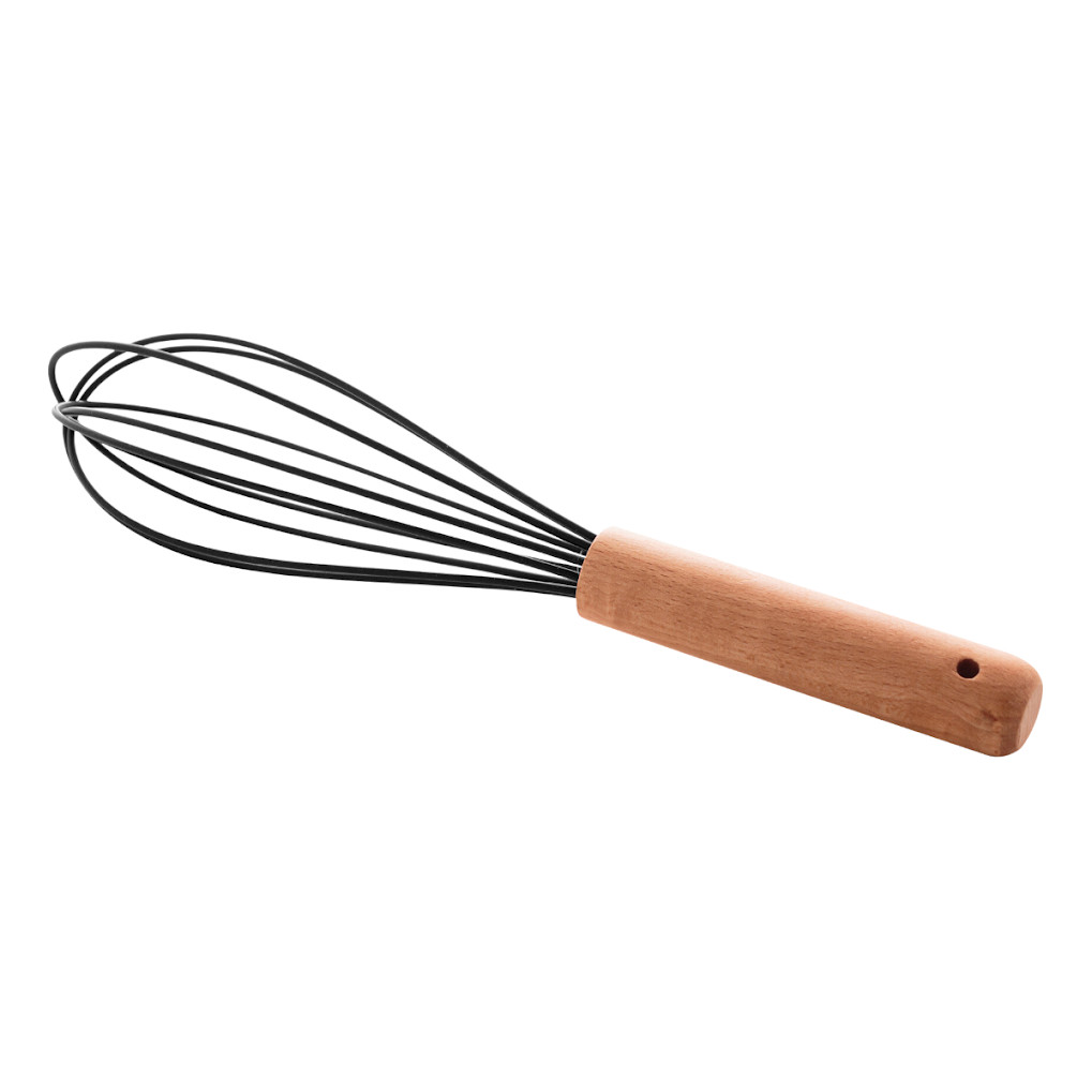 Batedor De Ovos Espumador Clara Em Neve Silicone Cabo Bambu Natural Grande Multiuso Receitas Cozinha