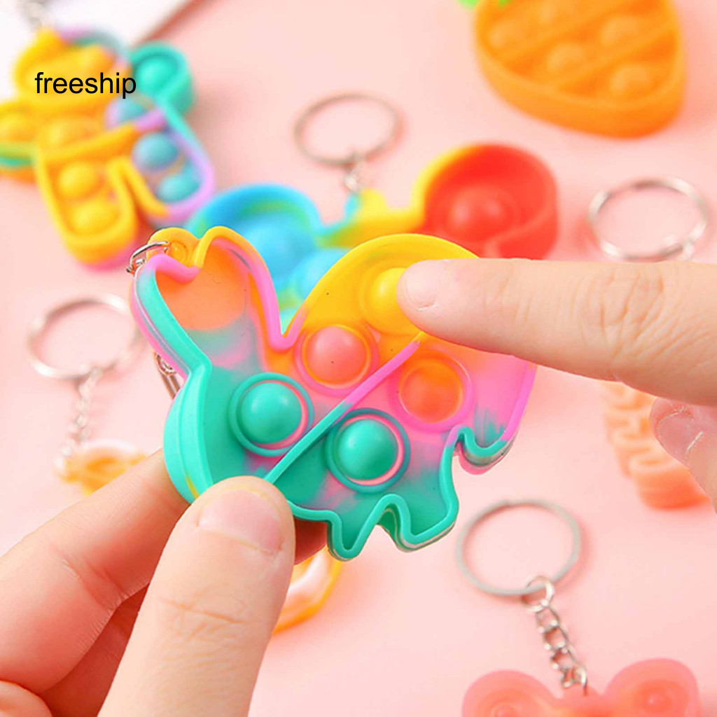 Mini Keychain Toy Bubble Popping Stress Relief for Students Office Workers Push Fidget Sensory Key Ring Backpack Hanging