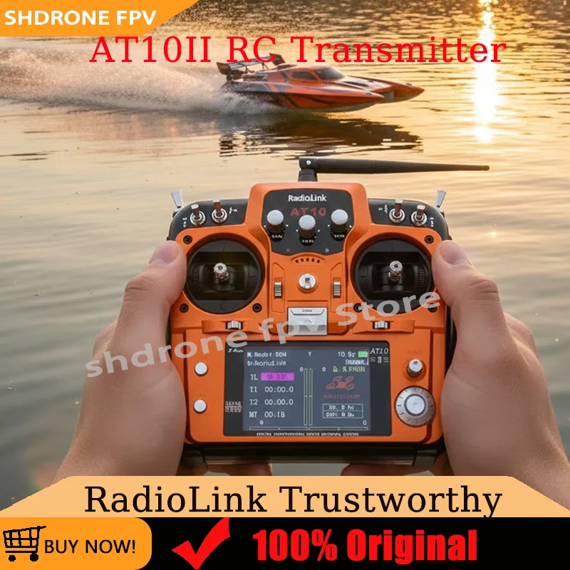 RadioLink AT10II RC Transmitter Real-Time Telemetry 2.4GHz ISM Band Frequency 5.0MHz   Channel BandWidth for RC Drone Car Boat
