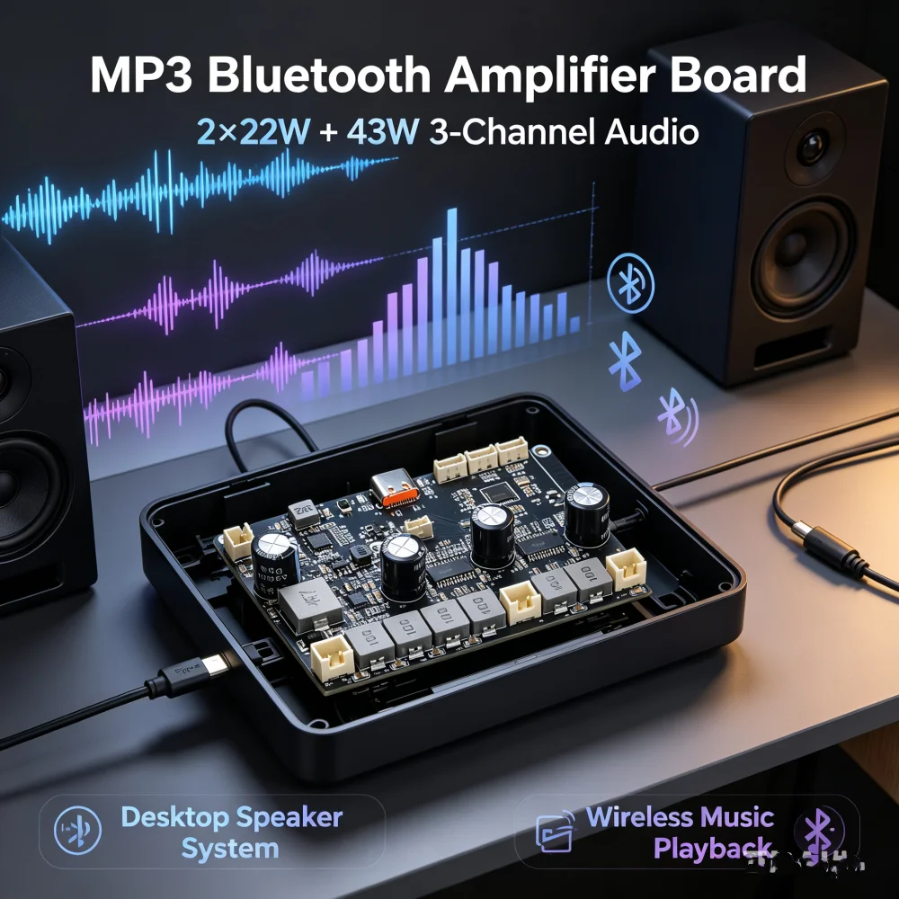 DC 5V TWS Dual Channel Bluetooth Amplifier Module 2*22W/2*10W Bluetooth Amplifier Board Desktop Audio Speaker Type C