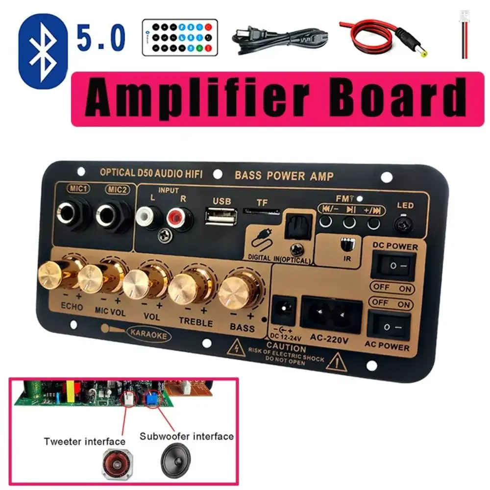FM Radio Module Bluetooth Display Amplifier Board US/EU Wireless Bluetooth Audio Amplified Decoding Module Black&Gold Durable