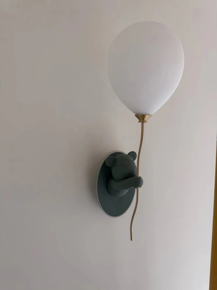 Creative Bear Wall Light Cartoon Balloon Light For Children's Room Study Bedside Macaron Wall Lamp Artistic Decor Ambiance Lamp