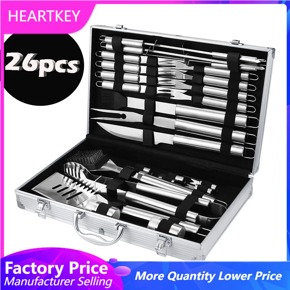 BBQ Tools Set Barbecue Grilling Utensil Spatula Fork Tongs Knife Brush Skewers Outdoor Camping Cooking Tools Set