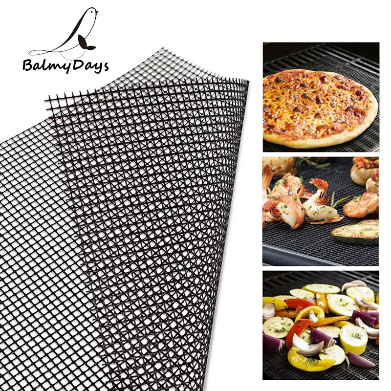 BBQ Grill Mat Non-stick Barbecue Mat Reusable PTFE BBQ Grill Mat Mesh Grill Smoker Cooking Mat Grill Pad Liner BBQ Accessories