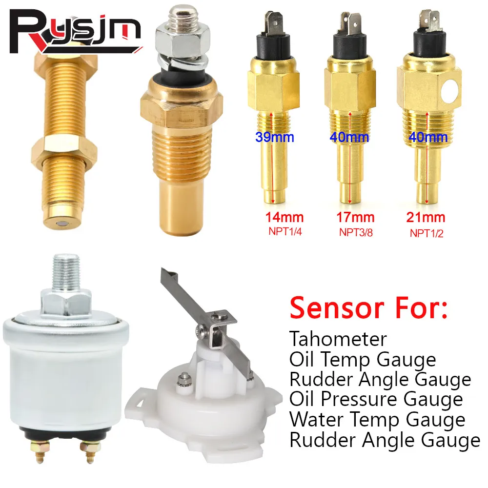 Custom 1/8 NPT Temperature Temp Sensor Water Oil Unit Sender RPM Tacho / Oil Pressure Sensor For 52mm/85mm Gauge Electric Sender