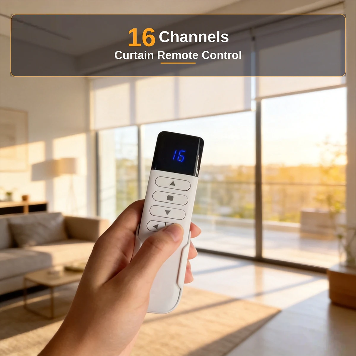 16 Channel RF433 Curtain Remote Control Compatible with DOOYA Receiver, Wireless Transmitter for Electric Curtain, Roller Blinds