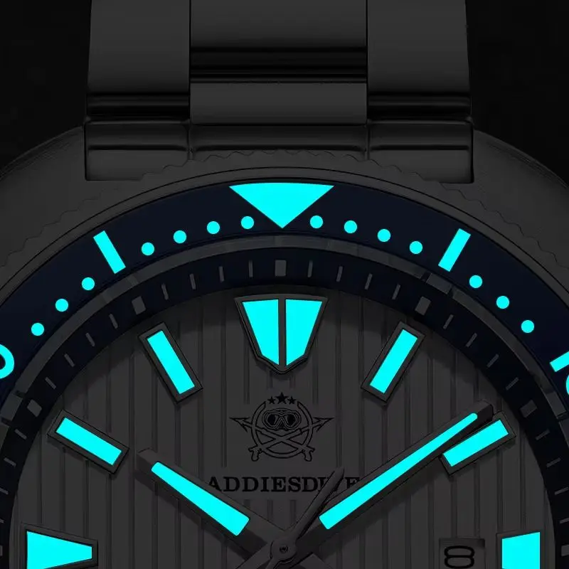 ADDIESDIVE Japan 2115 Sapphire Crystal Men's Watch Waterproof Stainless Steel Quartz Watches Ceramic Bezel Super Luminous Clock
