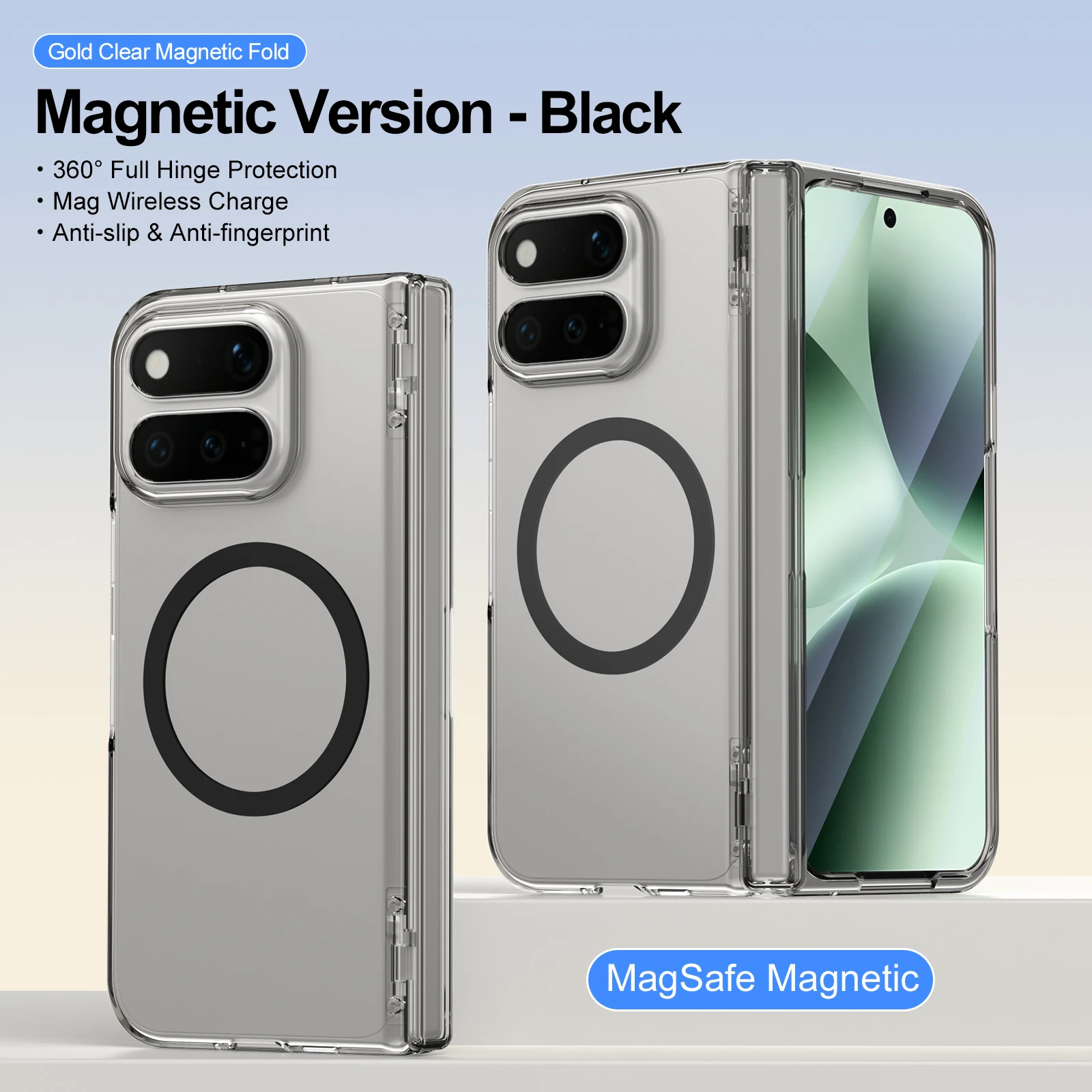 Premium Magnetic Case For Google Pixel 11 Pro Fold Hinge Full Cover Built‑in Glass Screen Protector Anti‑Yellow Clear Shockproof