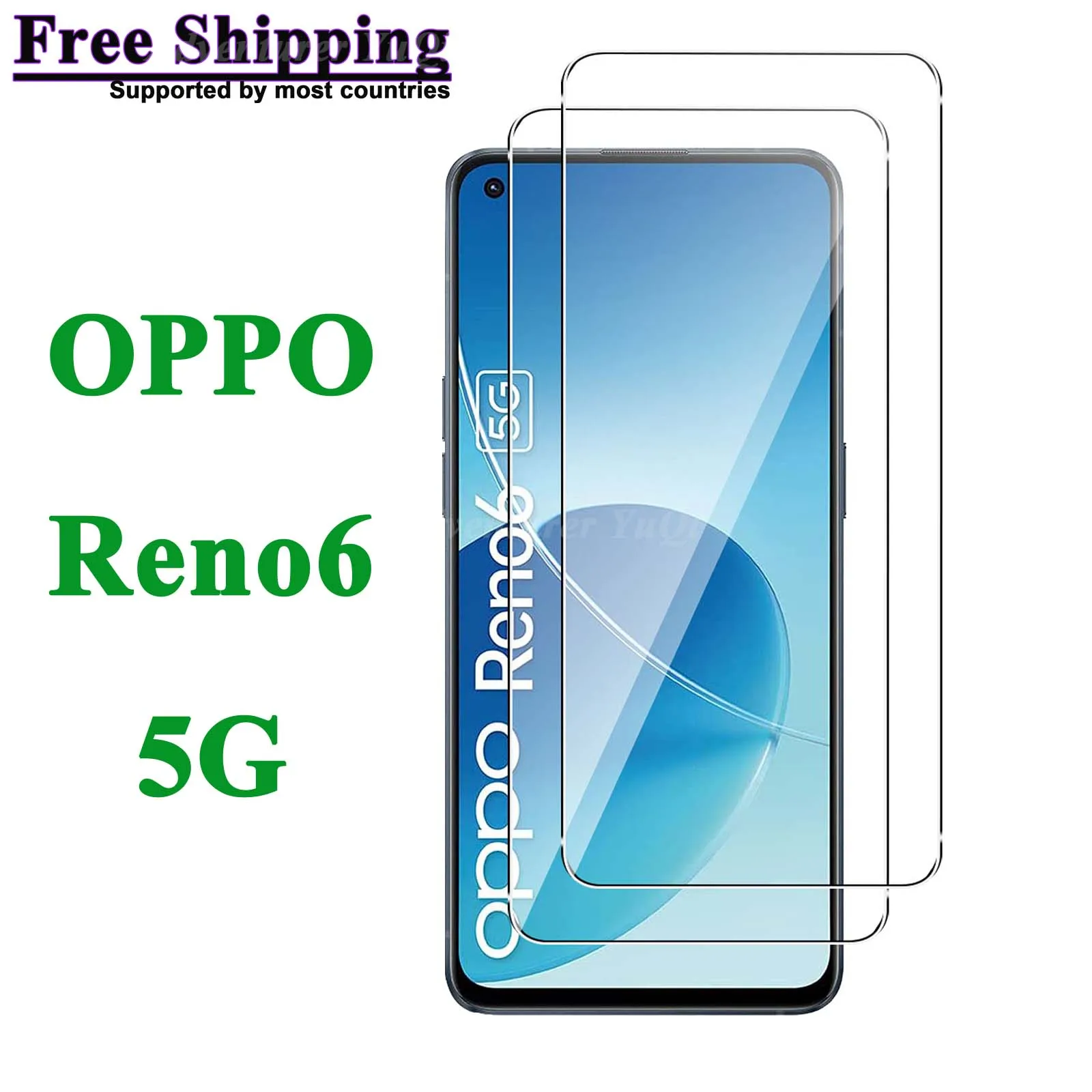 Screen Protector For OPPO Reno6 5G, Tempered Glass High Aluminum HD Crystal 9H Transparent Clear Anti Scratch Case Friendly