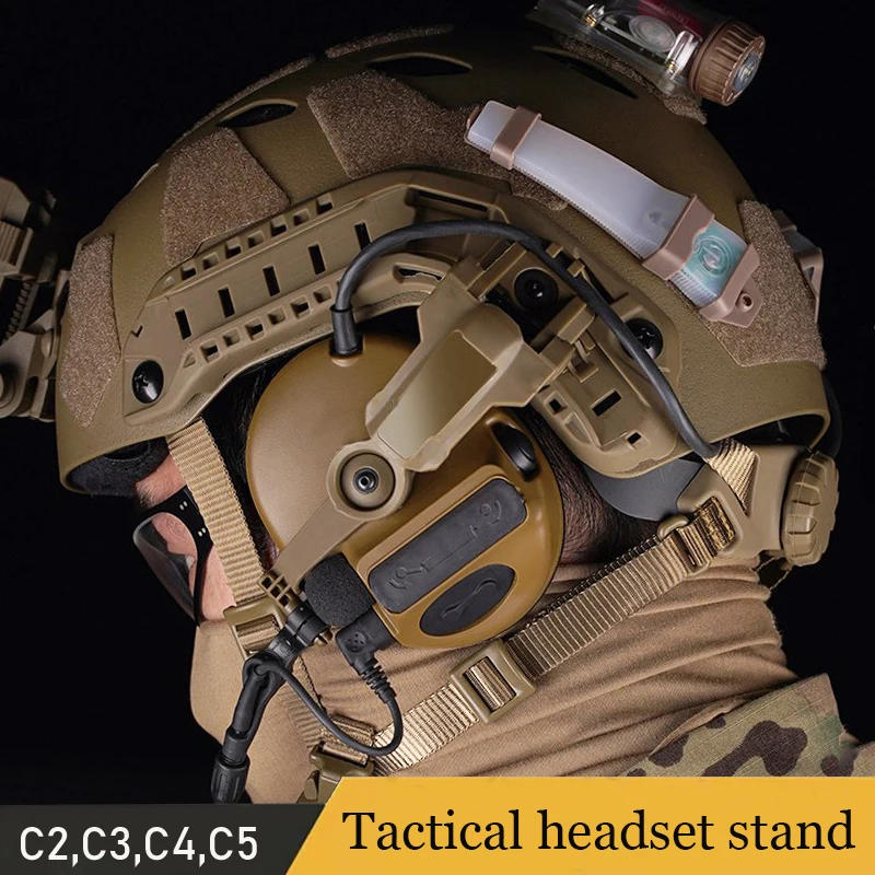 Tactical Headphone Holder, Helmet Rail Mounting Headphone Base, Military Helmet Headphone Adapter, for C2, C3, C5 Headsets