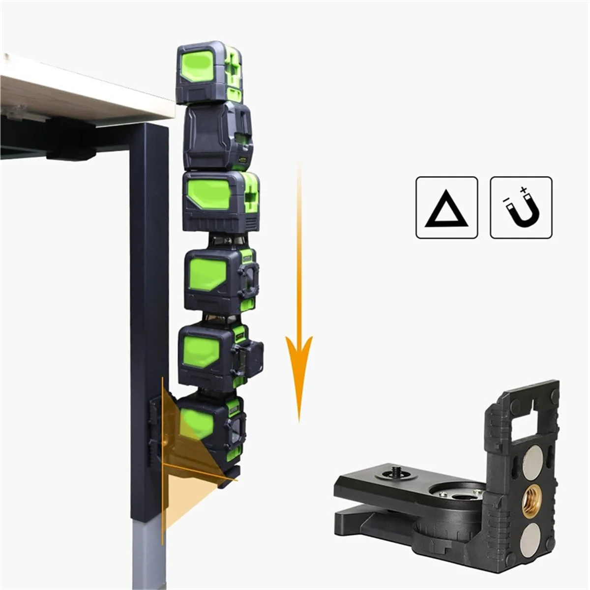 SSR Infrared Level L-Shape Adapte Magnetic Pivoting Base for Wall Ceiling Mount,Alternative to A Standard 1/4in,5/8in Thread
