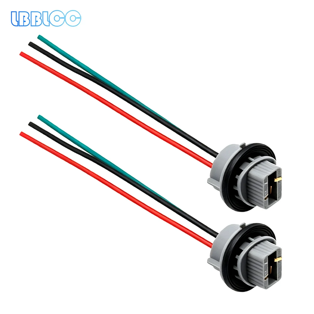 2Pcs T20 7443 W21/5W Bulb Holder Car Brake Light Socket Adapter Base Female Plug Connector Wiring Harness Accessories