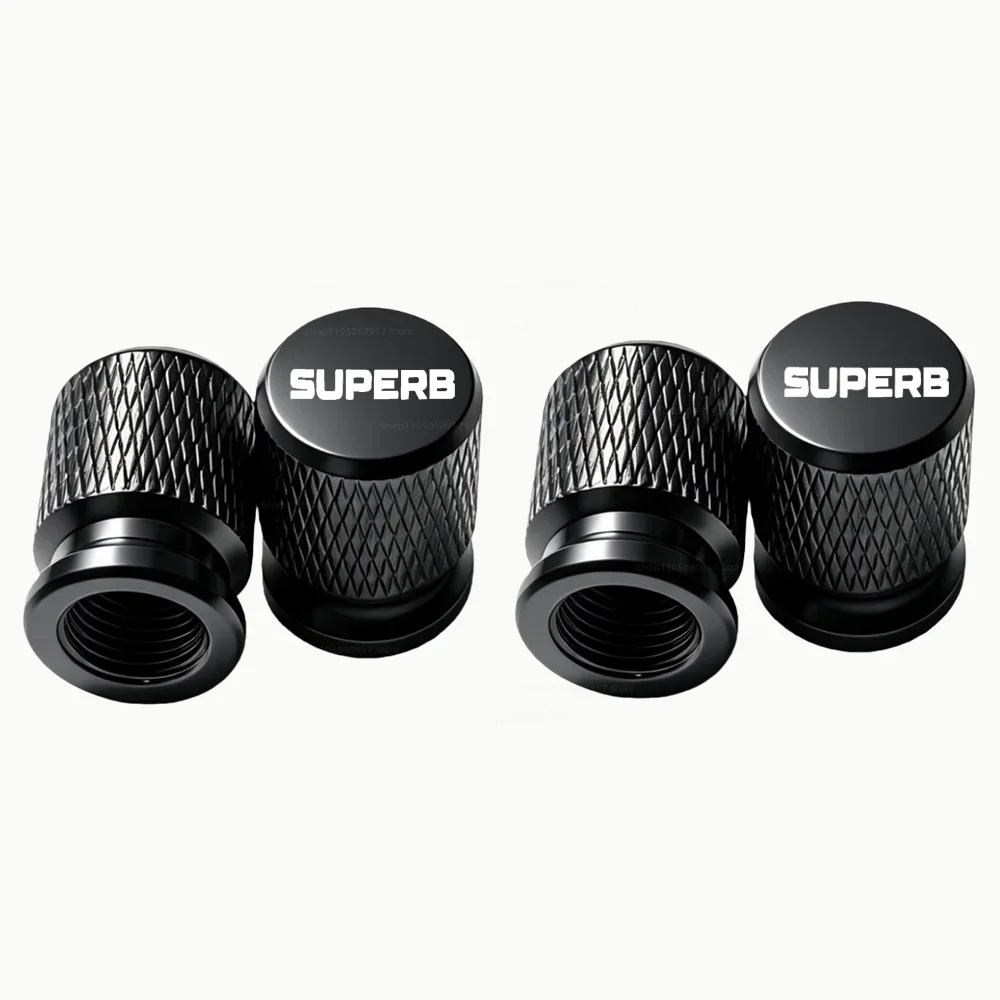 4Pcs Car Wheel Tire Valve Caps Tyre Stem Cover Airdust Waterproof For Skoda Superb 2016-2019 2020 2021 2022 2023 2024 2025 2026