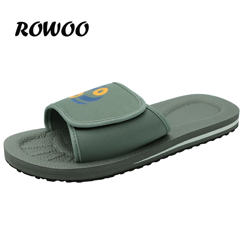 Comfortable Bathroom Slippers for Men Summer Massage Home Rubber Sole Non-Slip Gray Slide Beach Shoes Sandals Wholesale Dropship