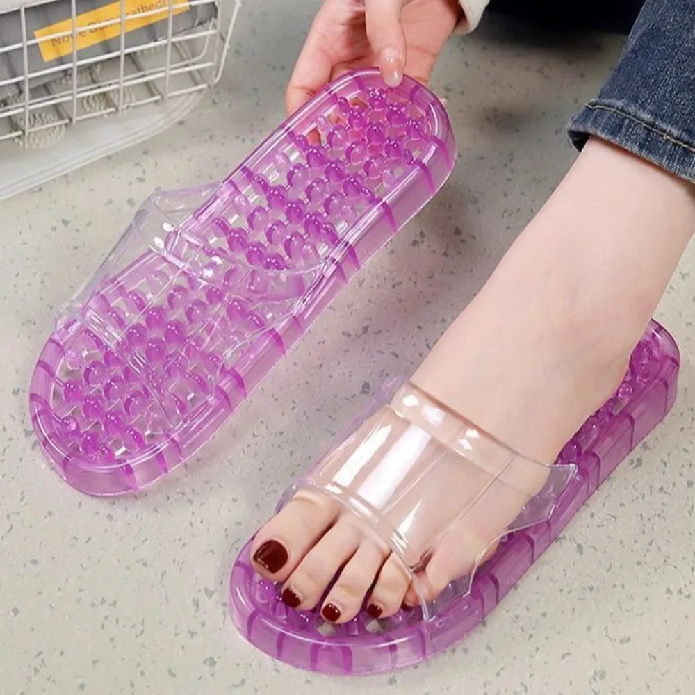 Solid Thick Massage Slippers Anti Slip Open-toe Platform Flip Flops Outer Wear Shoes Beachwear Indoor Slides Sandals Summer