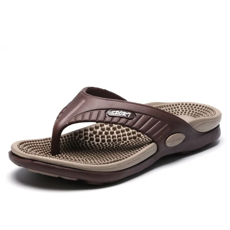 Men Massage Slippers 2025Summer New Flip Flops Outdoor Casual Beach Slides for Men Pinch Toe Sandals Chanclas De Hombre Big Size