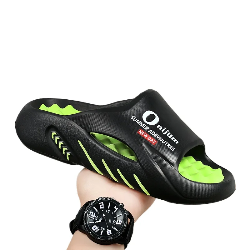 ELUVA Men Massage Slippers Indoor Outdoor Sandals Beach Casual Shoes Comfortable Soft Sole Slides Men's Sandals Big Size 46 47
